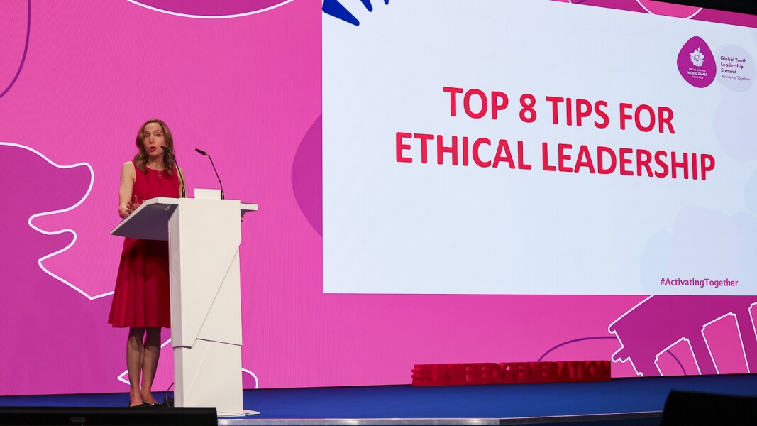 On the photo you can see a speaker of the GYLS. She is talking about the tips and looks very concentrated.