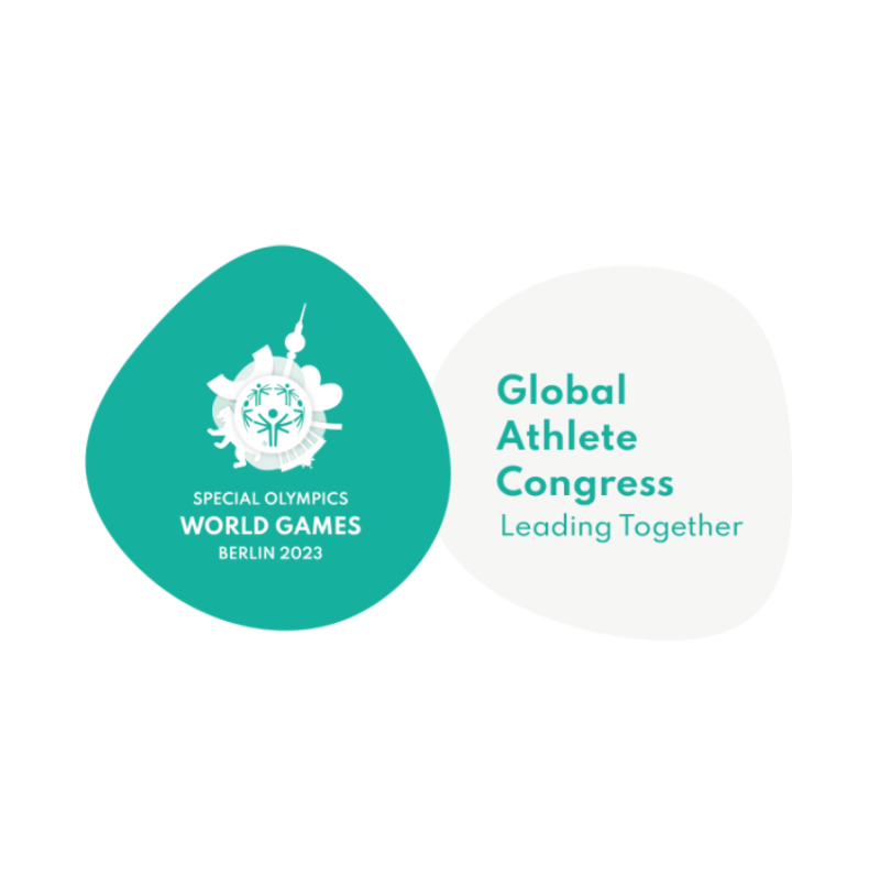 Die Grafik besteht aus den Logo der Weltspiele und zusätzlich ein Text mit "Global Athlete Congress "