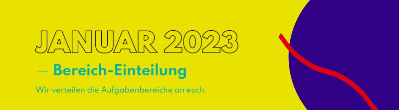 "Januar 2023 - Bereich-Einteilung. Wir verteilen die Aufgabenbereiche an euch."